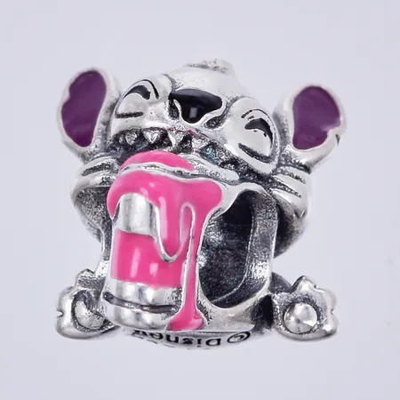 Berlock med emalj, Lilo & Stitch "Aloha Happy Birthday" Pandora, längd ca 1,1cm, bredd ca 11mm,  Vikt: 3,6 g