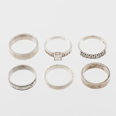 Ringar 6 st Silver. Vikt: 23,1 g