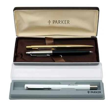Pannor, Parker, 3 stycken, kulspets, den vita pennan med logo Zendium, 