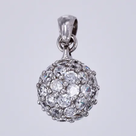 Hänge med vita stenar, Ø ca 5mm, längd: ca 15mm, 925/1000 silver Vikt: 1,6 g
