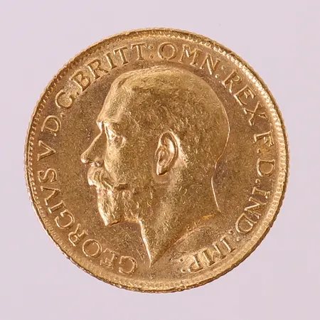 Mynt 1 Sovereign - Edward VII, 1912, Ø22mm, 21,6K.  Vikt: 8 g