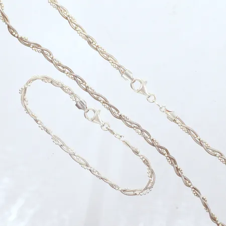 Set, Collier, längd 42,5cm, bredd 3,9mm, armband, längd 19cm, bredd 3,5mm, silver 925/1000 Vikt: 19,5 g