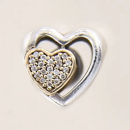 Berlock hjärta med vita stenar, Pandora, 11x9,7mm, silver 925/1000 Vikt: 2,8 g