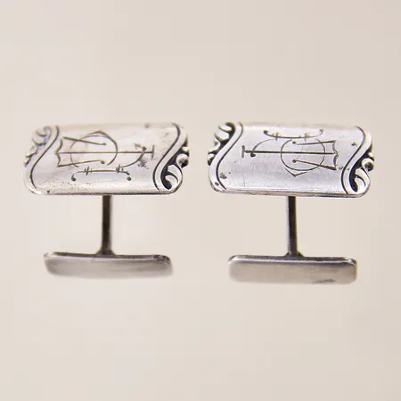 Ett par manschettknappar, 20x14mm, silver 830/1000 Vikt: 10,3 g