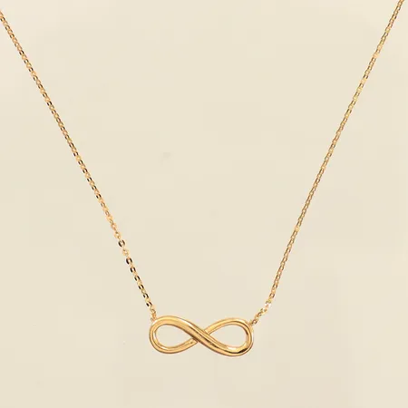 Collier med evighetstecken, längd 43-46cm, bredd 0,7mm, GHA, 18K  Vikt: 1,8 g