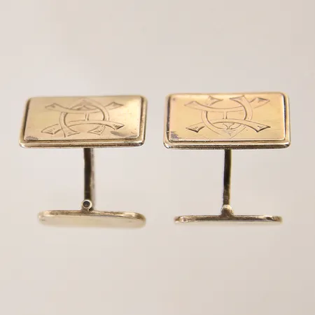 Ett par manschettknappar, 13,4x19,6mm, förgylld silver 830/1000 Vikt: 10,9 g