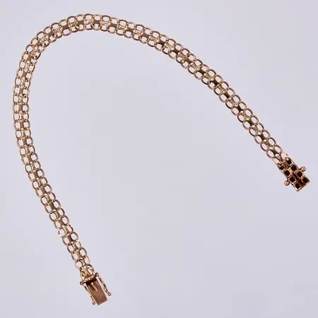 Armband X-länk, längd ca 19,5cm, bredd ca 5mm, Norens Guldatelje år 1965, 18K  Vikt: 5,9 g