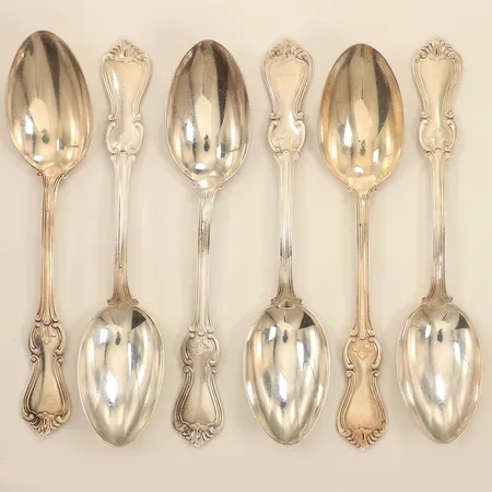 Sex bordsskedar, modell Olga, längd 18cm, silver  Vikt: 293,2 g
