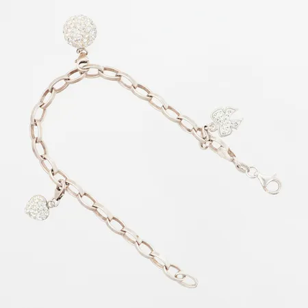 Armband Ankar, tre hängen med stenar, 19cm, bredd: 5mm, GHA, silver 925/1000  Vikt: 12,3 g