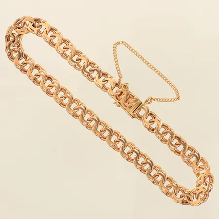 Armband Bismarck, längd 18,5cm, bredd 6mm, säkerhetskedja, Ljungström & Anderson Stockholm 1944, Boliden, 18K  Vikt: 12,3 g
