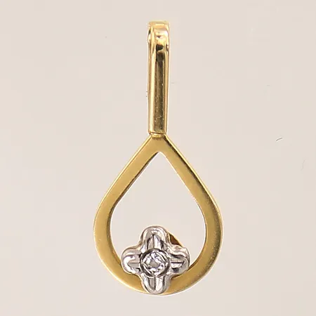 Hänge med en 8/8-slipad diamant ca 0,005ct, längd: 15,9mm, bredd: 2,8-7,4mm, vitguldsdetaljer, 18K  Vikt: 0,4 g