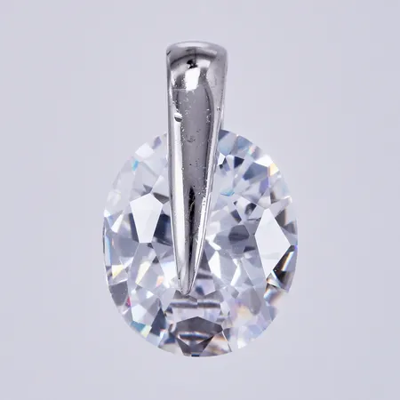 Hänge med vit sten, längd: ca 2mm, bredd: ca 13mm, 925/1000 silver Vikt: 3,8 g