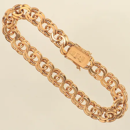 Armband Bismarck, längd 21cm, bredd 10mm, Huldin Guldsmed Sven Stockholm 1971, 18K  Vikt: 37,9 g