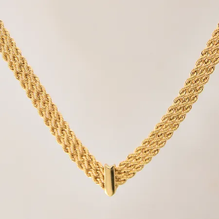 Collier tvåradig Cordell, längd: 45cm, bredd: 6-9,6mm, GHA, 18K  Vikt: 10 g