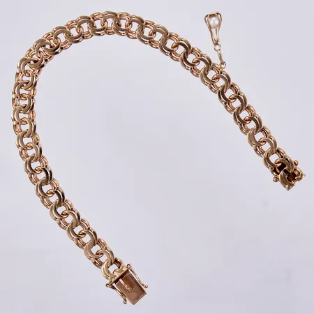 Armband Bismarck, 1 berlock med pärla, längd ca 19cm, bredd ca 8mm, Ge-Kå-Smyckek G Kaplan 1961, 18K Vikt: 19,9 g