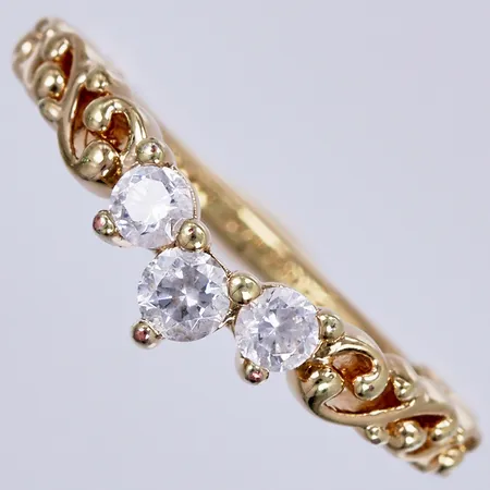 Ring med vita stenar Pandora, stl 15¾, bredd ca 1-4mm, förgylld metall 