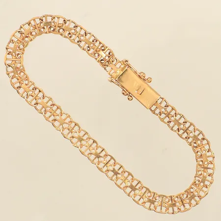 Armband X-länk, längd 18cm, bredd 6mm, 18K  Vikt: 9 g