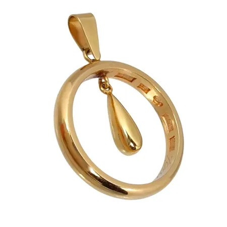 Hänge, 18K guld, ombyggd ring, gravyr Vikt: 5,9 g