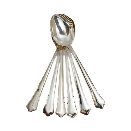 Kaffeskedar Chippendale, silver 830/1000, 6 stycken, längd 11,8 cm Vikt: 97 g