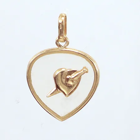 Hänge hjärta, längd 20,3mm, bredd 15,47mm, frostat glas, 18K  Vikt: 1,5 g