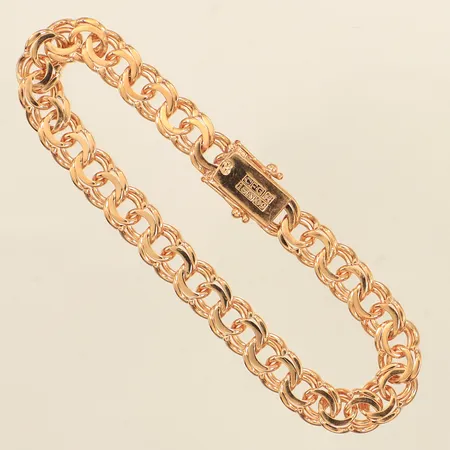 Armband Bismarck, längd 18cm, bredd 7,3mm, BEH Bengt Hallberg Guldsmeds AB, år 1964, 18K  Vikt: 17,3 g