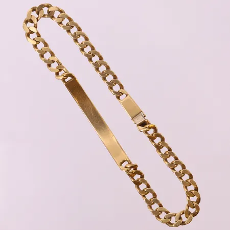 Armband Pansar med platta, längd 22,5cm, bredd 5,5mm, gravyr, 18K.  Vikt: 24,3 g