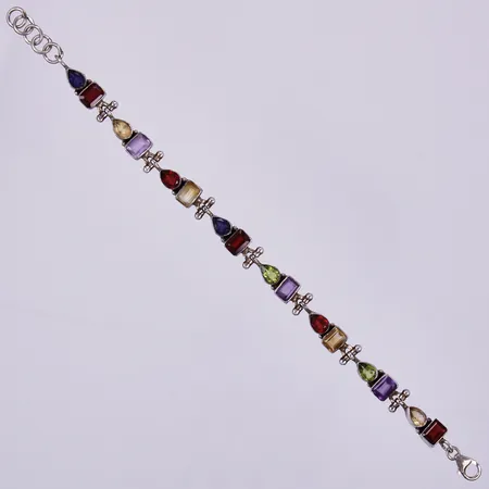 Armband med stenar, längd: ca 20cm, bredd: ca 2-7mm, 925/1000 silver Vikt: 13,7 g