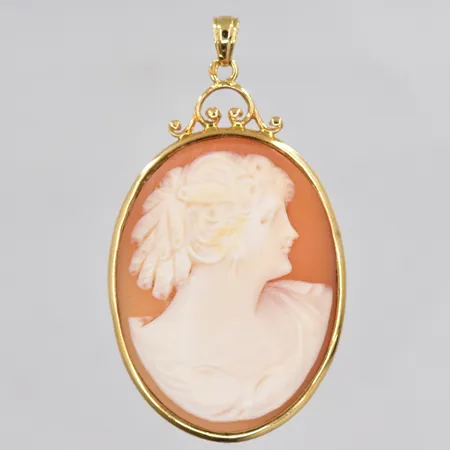 Hänge med camé, stl 50x28mm, 18K Vikt: 0 g