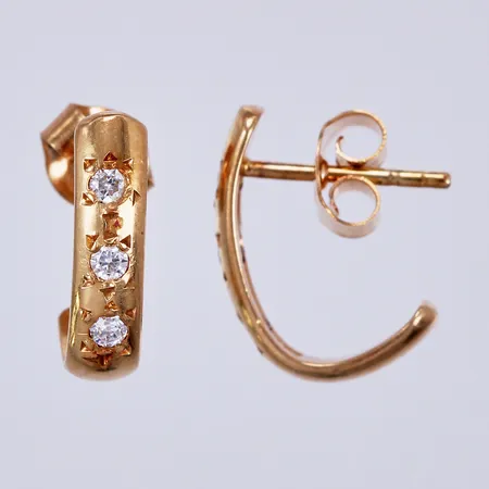 Ett par örhängen med vita stenar, längd: ca 1,2cm, bredd: ca 3mm, 18K Vikt: 2,2 g