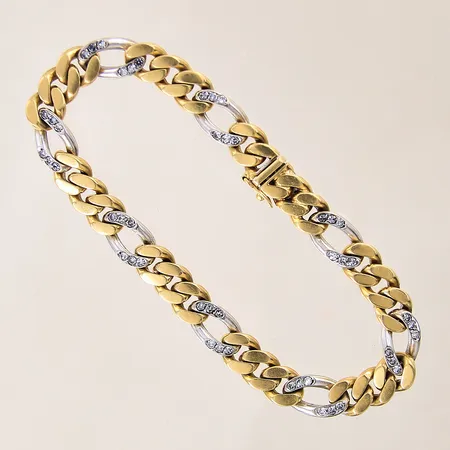 Armband Pansar med 8/8-slipade diamanter 48 x ca 0,01ct, tvåfärgad, längd: 19,5cm, bredd: 7,3mm, 18K  Vikt: 36,4 g