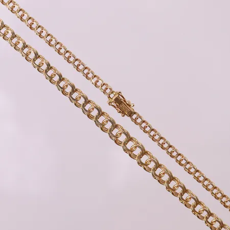 Collier doserad Bismarck, ca 42,5cm, bredd 3,5-6mm, GFAB. 18K  Vikt: 12,7 g