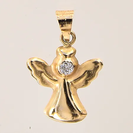 Hänge Ängel med 8/8-slipad diamant ca 0,005ct, 15x10mm, GHA, 18K  Vikt: 0,2 g