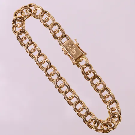 Armband Bismarck, längd 19cm, bredd 7,5mm, GHA, 18K.  Vikt: 18,8 g