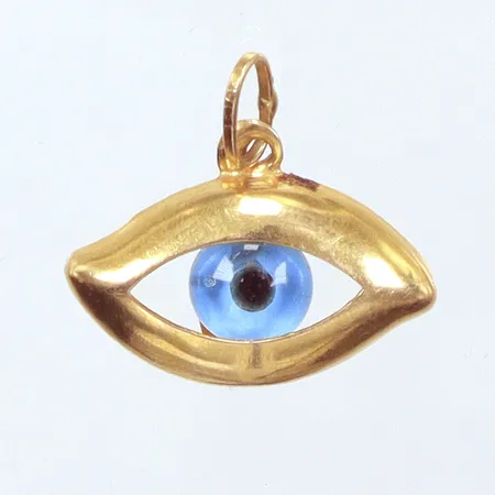 Hänge, blått öga, längd 18,2, bredd 19,7mm, 18K Vikt: 1,1 g
