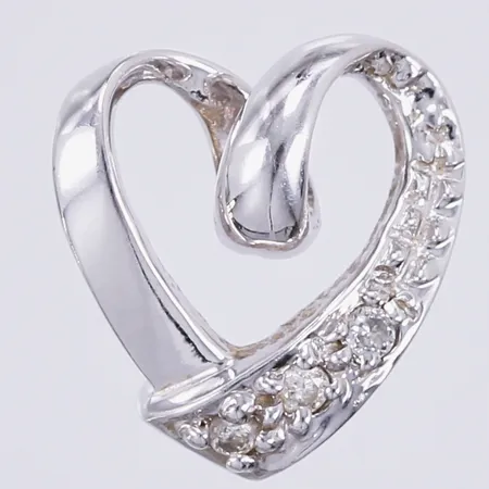 Hänge Hjärta med diamanter 3 x ca 0,01ct, längd ca 1cm, bredd ca 10mm, 18K  Vikt: 0,6 g