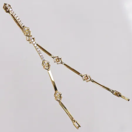 Armband, vita stenar, längd 18cm, bredd 1,6-4,7mm, 18K Vikt: 6,2 g