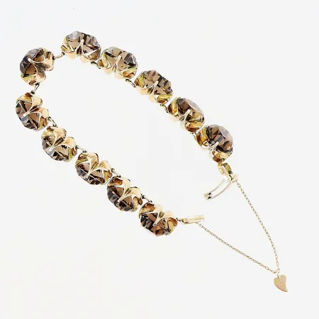 Armband, bruna stenar, ca 17cm, bredd 13mm, säkerhetskedja, 14K. Bruttovikt: 33,0gram.  Vikt: 33 g