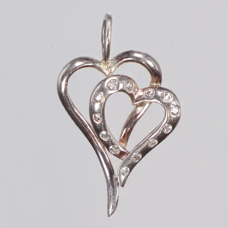 Hjärta dubbelt med vita stenar 16x26mm silver 925/1000 Vikt: 1,2 g
