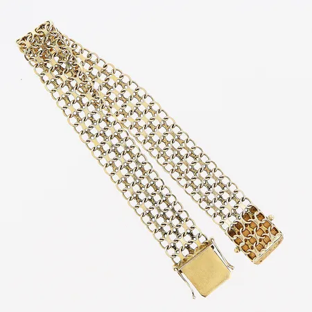 Armband, X-länk, 19cm, bredd 12mm, 18K.  Vikt: 16,4 g