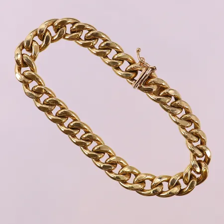Armband Pansar, längd 19cm, bredd 8,5mm, bucklig, 18K.  Vikt: 20,7 g