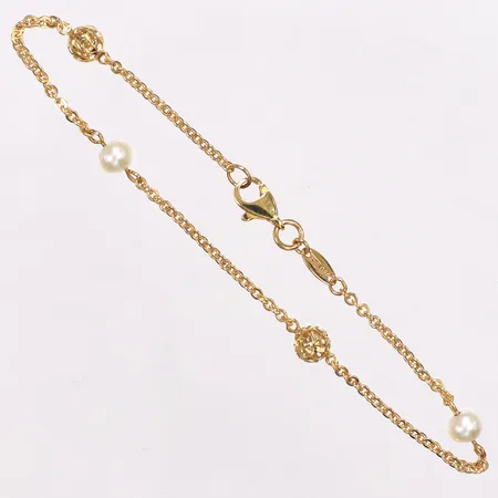 Armband, odlade sötvattenpärlor, längd 18cm, bredd 1,5-5mm, Guldfynd, 18K Vikt: 2,5 g