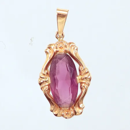 Hänge med lila sten, 36 x 18mm, 18K Vikt: 3,2 g