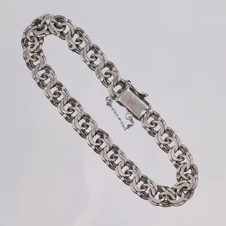 Armband Bismarck längd ca 18-18,5cm bredd 8mm, säkerhetskedja, EBM, silver 835/1000 Vikt: 20,1 g