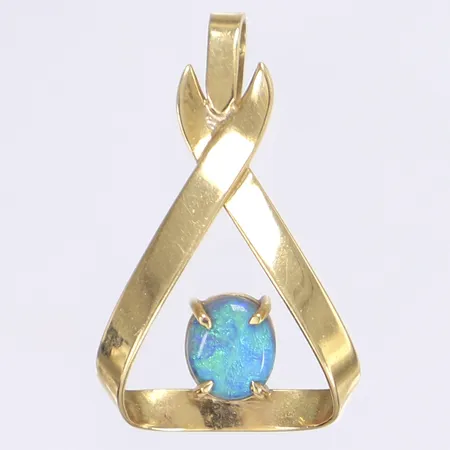 Hänge med sten, 31x19mm, slitage, 18K Bruttovikt: 3,1g Vikt: 3,1 g
