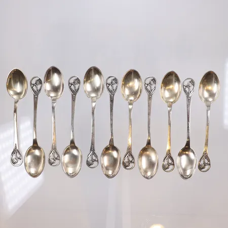 10st Mockaskedar längd 9,5cm ¨, Molins Juvelerareaffär Malmö 1940, silver 830/1000 Vikt: 73,6 g