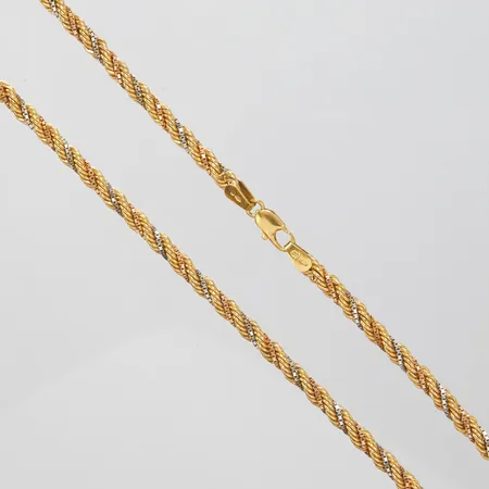 Kedja Cordell, trefärgad, längd ca 44cm, bredd 4mm, italienska stämplar, Unoaerre, Arezzo, 18K Vikt: 13,7 g
