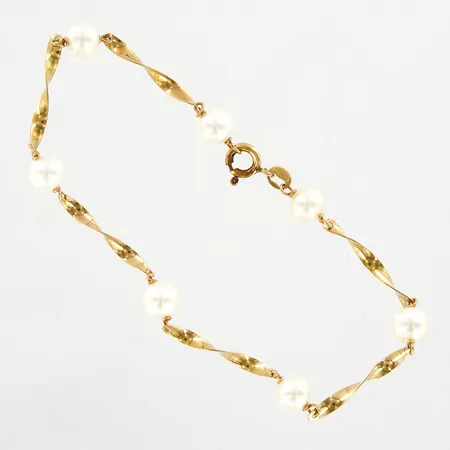 Armband med odlade pärlor, 20cm, Ø6,5mm, 18K Vikt: 4,5 g