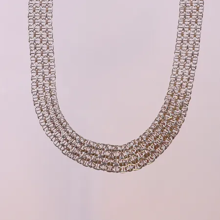 Collier X-länk med stav, längd 42cm, bredd 13-16mm, GHA, silver 925/1000.  Vikt: 27,7 g
