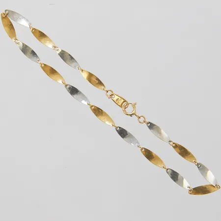 Armband, tvåfärgad, längd ca 18,5mm, bredd 0,5-2,5mm, Unoaerre, Arezzo Italien, mindre skev, 18K Vikt: 1,3 g