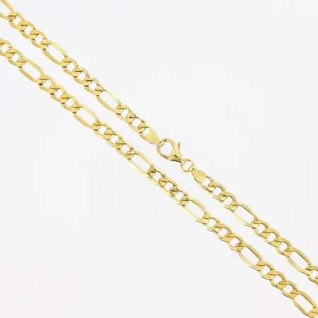 Kedja, Figaro, 55cm, bredd 5mm, ihålig, smärre skevheter, GHA, 18K.  Vikt: 9,6 g